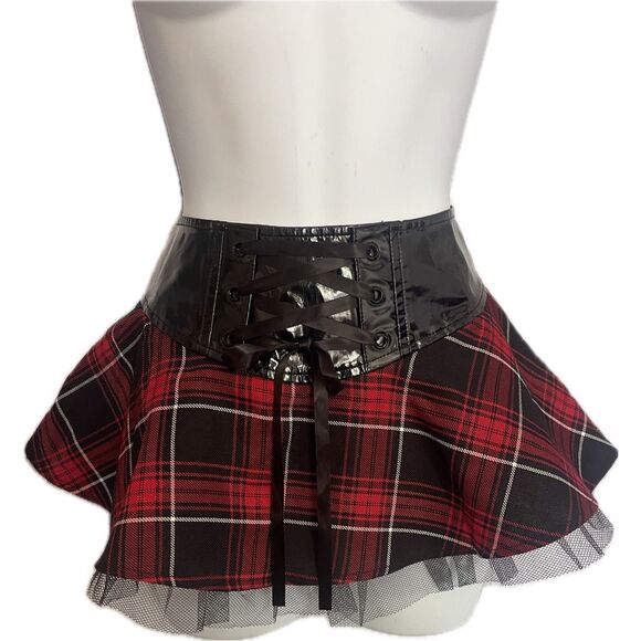 Lip Service Dresses & Skirts - Vintage Lip Service Red Plaid Tartan Corset Skirt Women’s Size M